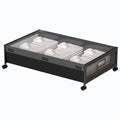 Under Bed Storage with Wheels, Rolling Underbed Storage Organizer, Heavy Duty Under Bed Storage for Clothes, Blankets and Bedding, Low Profile Underbed Container, Black