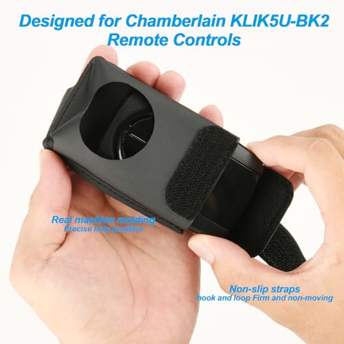 Homakover Garage Door Opener Holder for Visor, Carrying Case for Chamberlain LiftMaster Garage/Gate Door Opener Remote, Adjustable Visor Bag Gate Clicker Holder (Black-Chamberlain KLIK5U-BK2 Garage) - size: 3.31 x 2.05 inches