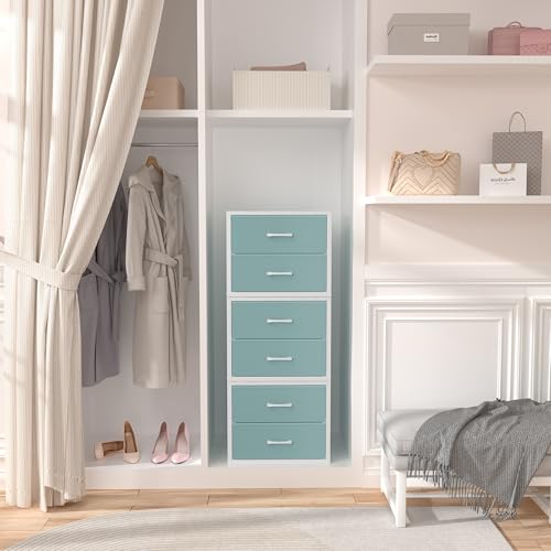 BOLUO Stackable Storage Drawers Closet Organizers and Storage Fabric Blue 2 Drawer Dresser for Bedroom 2 Packs Modern - color: Blue, size: M(11.2"D x 15.2"W x 16.1"H)