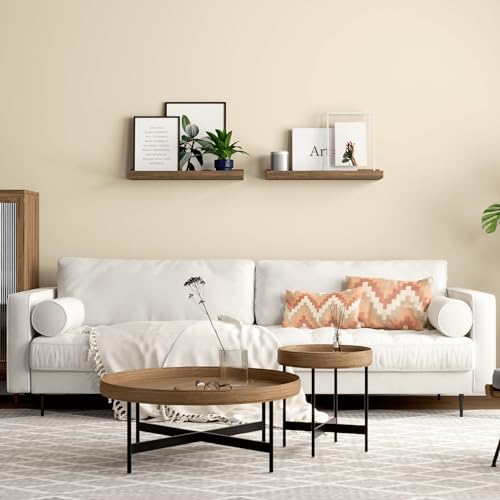Boswillon Floating Shelves for Wall, Wall Mounted Shelves Set of 2, Rustic Shelves with Lip, Display Picture Ledge Shelf for Wall Decor Living Room Bathroom Kitchen - Brown - color: Brown, size: 15.7 In