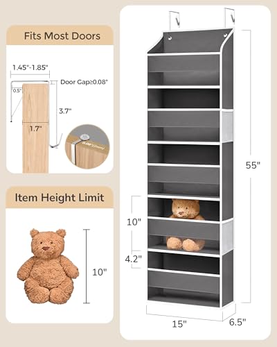 ULG Over the Door Organizer 2-Pack Door Hanging Organizer Closet Door Organizers and Storage for Clothes, Shoes, Toys Grey - color: Dark Grey, size: 2 Pack
