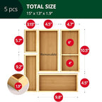 ROYAL CRAFT WOOD Adjustable Bamboo Drawer Dividers Organizers (17-22") - Multipurpose Storage Boxes 5 pcs