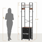 Coat Rack with Laundry Basket, Laundry Hamper Freestanding Hall Tree, Clothes Rack with Storage Shelves, 14.5 Gal Removable Bags on Wheels, Black and Brown JLH005SR - color: Black and Brown