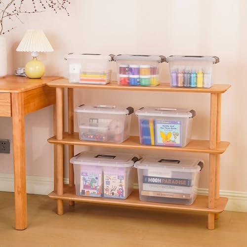 Citylife 4 Packs 6 QT Plastic Storage Bins with Latching Lids Stackable Storage Containers for Organizing Clear Storage Box for Garage, Closet, Kitchen - size: 6.0QT, style: 4 PACK GREY