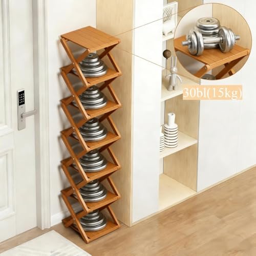Bamboo Shoe Rack - No Assembly Required, Tall Narrow Foldable Shoe Organizer, Space-Saving Multifunctional Shelf for Entryways, Corners, Bedrooms, Balconies, 5 Layer Brown(Reinforced And Thickened ) - color: Brown, size: 5 Layers