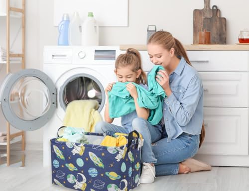 Sanjiaofeng Rectangular Kids Basket Space Storage Bins,Boys Basket Organizer.Waterproof PE Coating Storage with Handles.Clothers,Toys,Books,Kid's Gifts Storage. (Astronaut) … - color: Astronaut