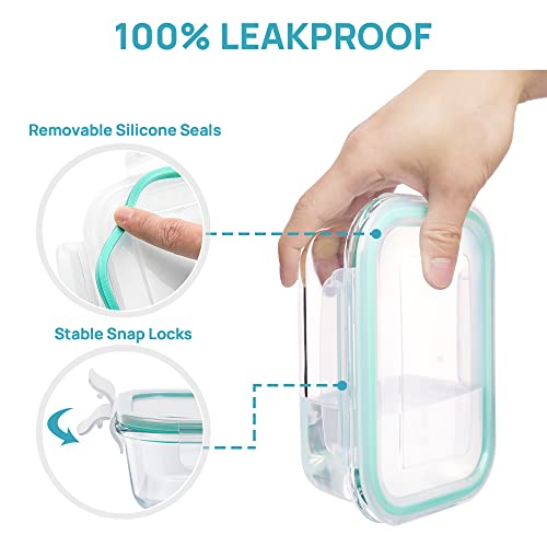 Vtopmart 8 Pack Glass Food Storage Containers with Airtight Lids, Glass Meal Prep Containers, Lunch Containers for Microwave, Oven, Freezer and Dishwasher, BPA Free - color: Multi-colors