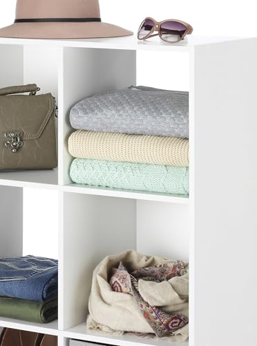 Whitmor 9 Cube Bookcase, 3 Tier Stackable MDF Bookself, Open Storage Display Organizer, Storage Cabinet for Living Room, Bedroom, Home, Office, 35.5" L x 11.7" W x 35.5" H, White - color: White, size: 9 Cube, 35.5"L x 11.7"W x 35.5"H