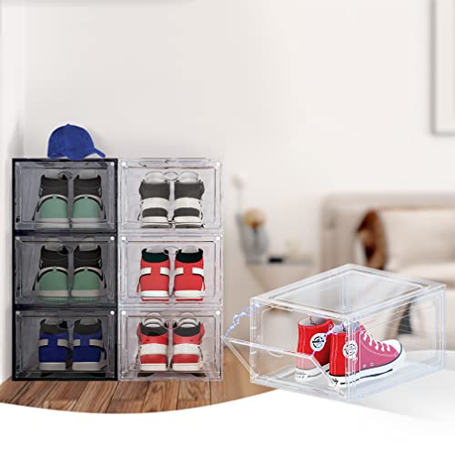 US 15 XXL 6 Pack Shoe Storage Box, Shoe Boxes Clear Plastic Stackable, Shoe Container for Organizing Sneaker and Basketball Shoes (XL CLEAR 6 PACK) - color: XL 6 PACK CLEAR