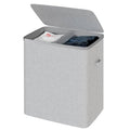 Dual Section 90 liter/23.8 gallon Laundry Hamper Separation Basket with lid, 2 Removable Washing Bags with Handles,Large Laundry Sorter for Easy Clothes Separation - Gray - size: 2 Section,Gray