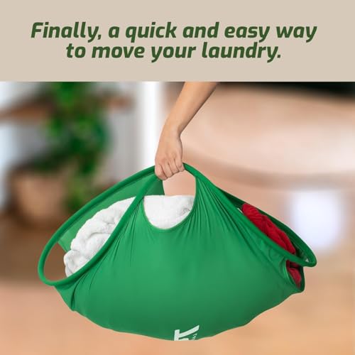 Laundry Turtle Large 26" Collapsible Laundry Basket | Revolutionary Foldable Laundry Hamper | Innovative Laundry Basket for Dirty Clothes Washing & Dryer Removal Portable Laundry Grabber - color: Green, size: Large