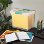 Sterilite Large Nesting ShowOffs, Stackable Small Storage Bin with Latching Lid and Handle, Plastic Container to Organize Office Files, Clear, 6-Pack - size: Large, style: 6 Pack
