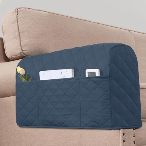 2 Pack Water Resistant Armrest Covers for Chairs and Sofas Couch Arm Covers for Sofa with 3 Pockets for Phone Sofa Arm Protector for Pets, Cats (Berlin Blue) - color: Berlin Blue