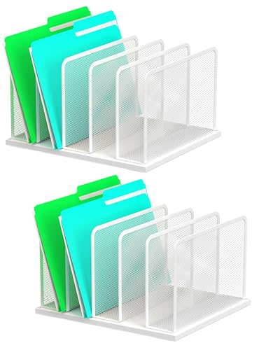 Kuntine.B Desk File Organizer Upright Mesh Desktop Organizer File Sorter Office Organization File Holder for Home, Office & Classroom (White, 2 Pack 5-Section) - color: White, size: 2 Pack 5-Section