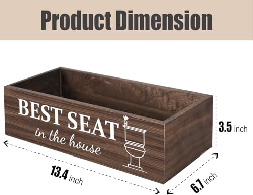 Bathroom Decor Box, Toilet Paper Basket 2 Sides Signs Farmhouse Bathroom Toilet Basket Tank Topper Rustic Farmhouse Home Decor for Livingroom Kitchen（One Dark Brown Box） - color: Dark Brown