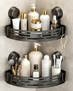 Corner Shower Caddy Suction Cup, 2 Pack Triangle Corner Shower Shelves No Drilling Bathroom Organizers and Storage, Removable Waterproof Showers Bathroom Shelf Rack