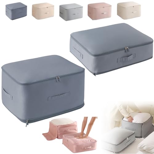 Compression Bags for Storage, 2026 Upgrade Ultra Space Saving Self Compression Organizer Compression Packing Cubes for Travel Sweater Organizer for Closet Clothes Storage Bag (Beige, L+XL) - color: Beige, size: L+XL