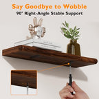Solid Wood Live Edge Floating Shelves Set of 2 – 24" Rustic Wall Shelf with Hidden Bracket System, Wall Mounted Shelves for Bathroom, Kitchen, Living Room, Bedroom (Walnut) - color: Walnut, size: 24 inch - 2pcs