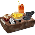 Couch Cup Holder Pillow, 5 Hole Couch Drink Holder! Keep Drinks Hand Side and Keep Temp, Prevent Spills and Use Anywhere. Cup Holder for Couch, Bed, Camping, RV, Car, Beach. Brown - color: Brown
