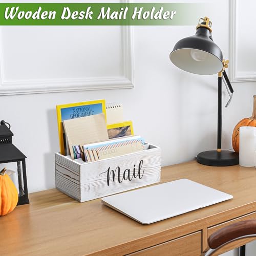 DRASTAR Mail Organizer Countertop, Mail Holder with 3 Slots, Mail Sorter Organizer for Desk, Envelope Holder for Home Office, Retro White - color: Retro White, size: 3 Slots