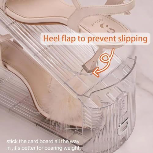 2 Pack Shoe Slots Organizer Adjustable Level Shoe Stacker Holder Storage Space Saving Sneakers Display Tray Rack for Closet (Transparent, 2Pack) - color: Transparent, size: 2Pack