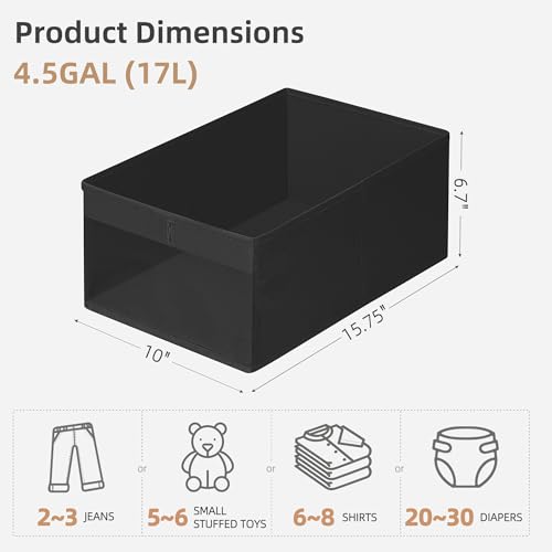 STORAGE MANIAC 4 Pack Storage Bins with Clear Window, Storage Boxes for Shelves, Sturdy Foldable Closet Organization Fabric Shelf Basket for Toy, Towel, Book, Jeans, Offices, Dorm, Wardrobe, Black - color: Black, size: 4 Pack
