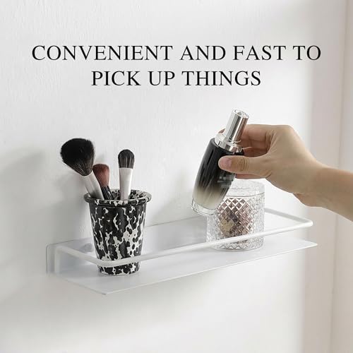 RFOUO Small Shelf for Wall, Small Floating Shelf, Black Wall Shelves, Metal Bathroom Shelves, Metal Floating Shelves for Bathroom Bedroom Kitchen (White, 8Inch) - color: White, size: 8inch