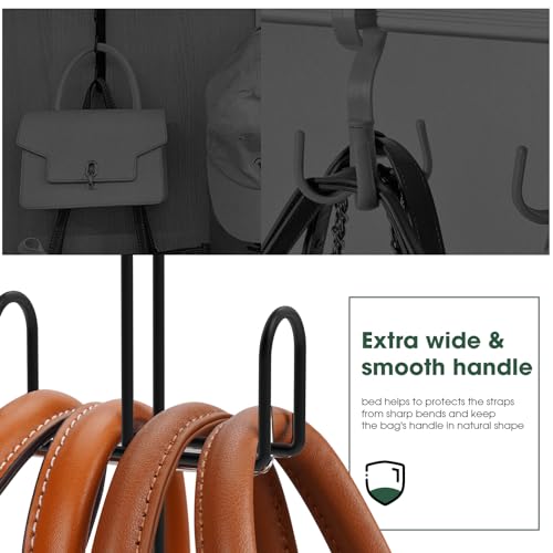 Purse Hanger 2 Pack,Purse Organizer for Closet,Rotatable Metal Bag Organizer,Purse Holder for Handbags,Belts,Scarves,Tote,Baseball Hats,Backpacks(Black) - color: Black