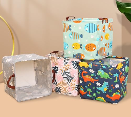 Square Canvas Toy Storage Bins Basket with Handle Collapsible Toy Organizer for Nursery Storage, Kid's Toy & Laundry, Gift Basket (C2) - color: C2