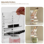 PAVSTINE Medicine Cabinet Organizer with Adjustable Dividers, Clear Vertical Layered Backward Slanting Shelves for Makeup Brush/Lip Gloss/Mascara Storage (3-Tier Slant-Gentle Slant) - size: 3-Tier Slant-Gentle Slant