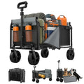 3-in-1 Portable Collapsible Wagon, Foldable Cart with Removable Side, Utility Groceries Wagon Cart for Dogs Pets Shopping Camping Beach Sports Gardeing Fishing, Black - size: 120L