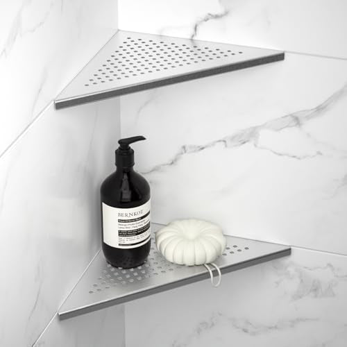 Corner Shower Shelf 2 Pack, 304 Stainless Steel Grout in Shelves for Bathroom, 10'' Recessed Shelf Rack for Tiled Wall (10'', Silver) - color: Silver, size: 10''