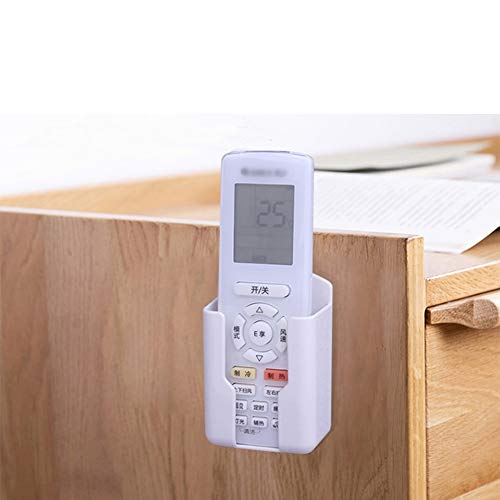 Pack of 2 Fashion Remote Control Holders Self Adhesive Wall Mount Air Conditioner Media Storage Racks Organizers (White)