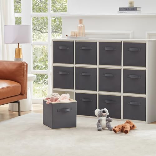 Lifewit Storage Cubes, Foldable Decorative Fabric Storage Baskets for Organizing Home Organizers with Handles for Shelves, Closet, 13 Inch Bins, 36L Gray, 12 Packs - color: Gray, size: 12pcs-13INCH