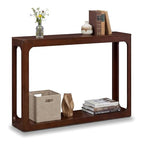 Giantex 47" Wood Console Table, 2-Tier Mid Century Modern Entryway Table w/Storage Shelf, Narrow Sofa Table w/Solid Rubber Wood Frame, Behind Couch Table for Hallway, Living Room, Foyer