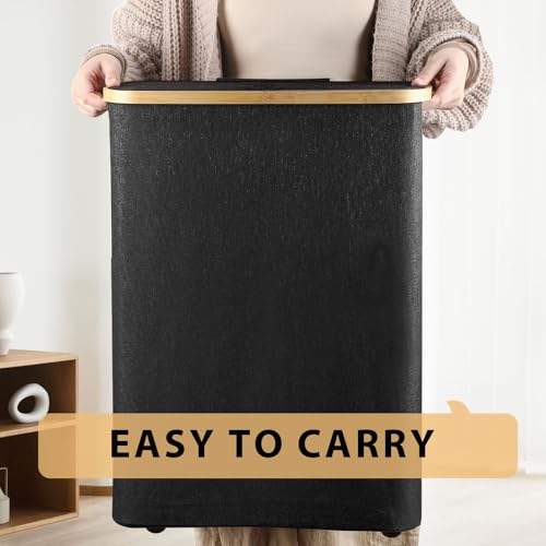 Odonata Large Toilet Paper Storage Basket with Lid, Slim Toilet Paper Organizer, Hold up to 20 Regular Rolls or 15 Mega Rolls. (Black, 49L) - color: Black
