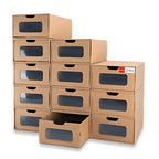 Shoe Boxes Cardboard, 12 Pack, Big Size, Waterproof, Heavy Duty, Stackable Shoe Storage Boxes, with Marking Labels, Transparent Window, 13.8" L x 9.3" W x 5.3" H - size: Big Size(13.8'' x 9.3'' x 5.3'')
