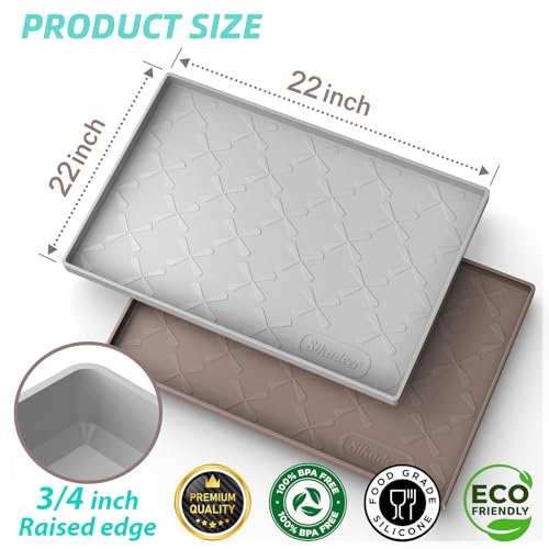 SIKADEER 22" x 22" Under Sink Mat Waterproof, Silicone Mat Kitchen Drawer Shelf and Cabinet Liner, Sink Protector for Kitchen Organizers and Storage, Boot Tray Pet Food Mats - color: Gray, size: 22"W x 22"L
