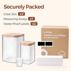 ComSaf Glass Food Storage Containers, 3.6Qt/1.2Qt Glass Flour and Sugar Containers with Airtight Lids, Large Square Jars with Bamboo Lids for Rice, Pasta, Oats, Grains, Cookies, Snacks, Candy - color: 3.6Qt/1.2Qt-Square