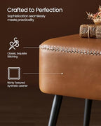 VASAGLE EKHO Collection - Bench for Entryway Bedroom, Synthetic Leather with Stitching, Ottoman Bench with Steel Legs, Living Room, Mid-Century Modern, Loads 660 lb, Caramel Brown ULOM076K01 - color: Caramel Brown, style: Steel Leg Bench