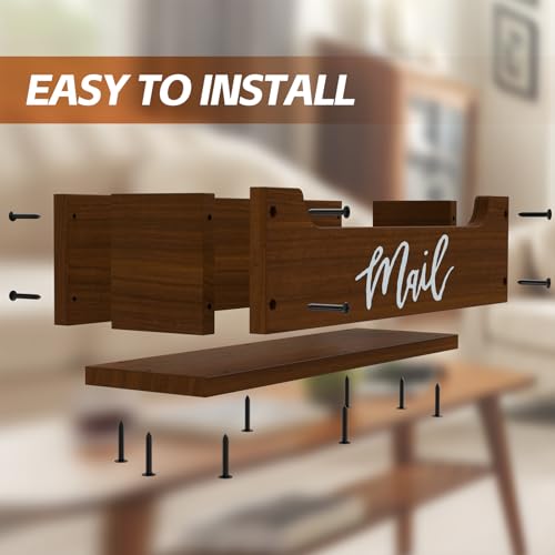 White Wooden Mail Organizer Countertop (Walnut + White) - color: Walnut + White