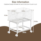 Wire Laundry Hamper Cart,80L Laundry Hamper Trolley with Pull Handle,White High Laundry Basket Cart for Laundry Room,Bathroom,Bedroom-White（23.6 * 15.75 * 28inch） - style: Medium Oblong-White
