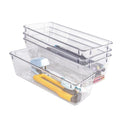 4 PCS Clear Plastic Drawer Organizer, Desk Drawer Divider Organizers and Storage Bins for Makeup, Jewelry, Gadgets for Kitchen, Bedroom, Bathroom, Office (9.0"x3.0"x2.2")
