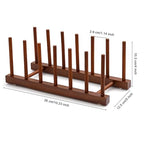 HBlife 2pcs 6 Slots Teak Dish Plate Bowl Cup Book Pot Lid Cutting Board Drying Rack Stand Drainer Storage Holder Organizer Kitchen Cabinet（Keep Dry） - color: Teak 6 Slots 2pcs