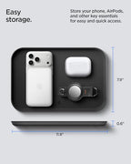 Spigen Modern Valet Tray Premium PU Storage Stylish Organizer Designed for Entryway Bedside Nightstand Desk for Key, Wallet, Watch, Phone, Jewelry, and Everyday Carry Accessories - Black (Catchall) - size: Catchall