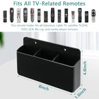 3 Slot Remote Control Holder, TV Remote and Wall Pen Storage Accessories for Home Office School (Black 1Pack) - color: Black&1pcs