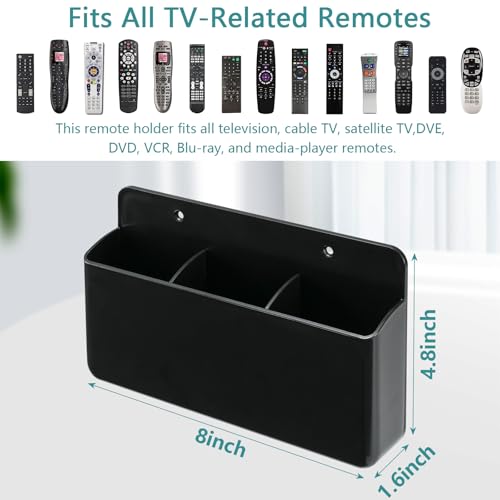 3 Slot Remote Control Holder, TV Remote and Wall Pen Storage Accessories for Home Office School (Black 1Pack) - color: Black&1pcs