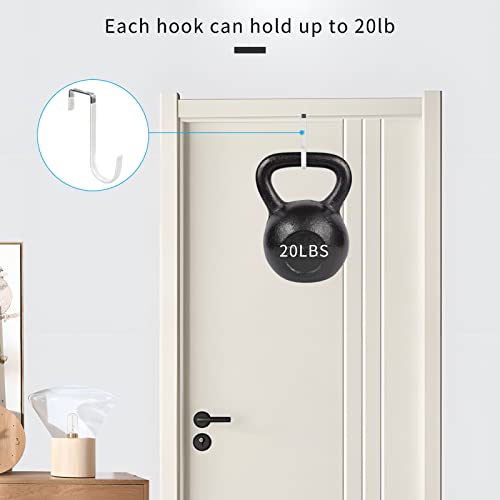 FYY Over the Door Hooks, 6 Pack Door Hangers Hooks with Rubber Prevent Scratches Heavy Duty Organizer Hooks for Living Room, Bathroom, Bedroom, Kitchen Hanging Clothes, Towels, Hats, Coats, Bags White - color: A White, size: Short, style: 6 Pack