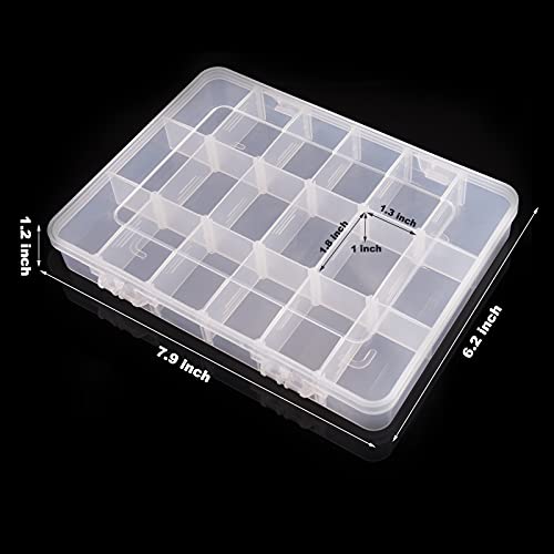 Exptolii 18 Grids Plastic Organizer Box with Dividers, Clear Compartment Container Storage for Beads Crafts Jewelry Fishing Tackles, Size 7.9 x 6.2 x 1.2 in - size: 1x 18 Grids