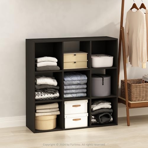Furinno PELLI Closet Organizers and Storage, 9-Cube Closet Organizer, Open Shelf Closet Storage, for Wardrobe, Bedroom, Living Room, Espresso - color: Espresso, size: 9-Cube